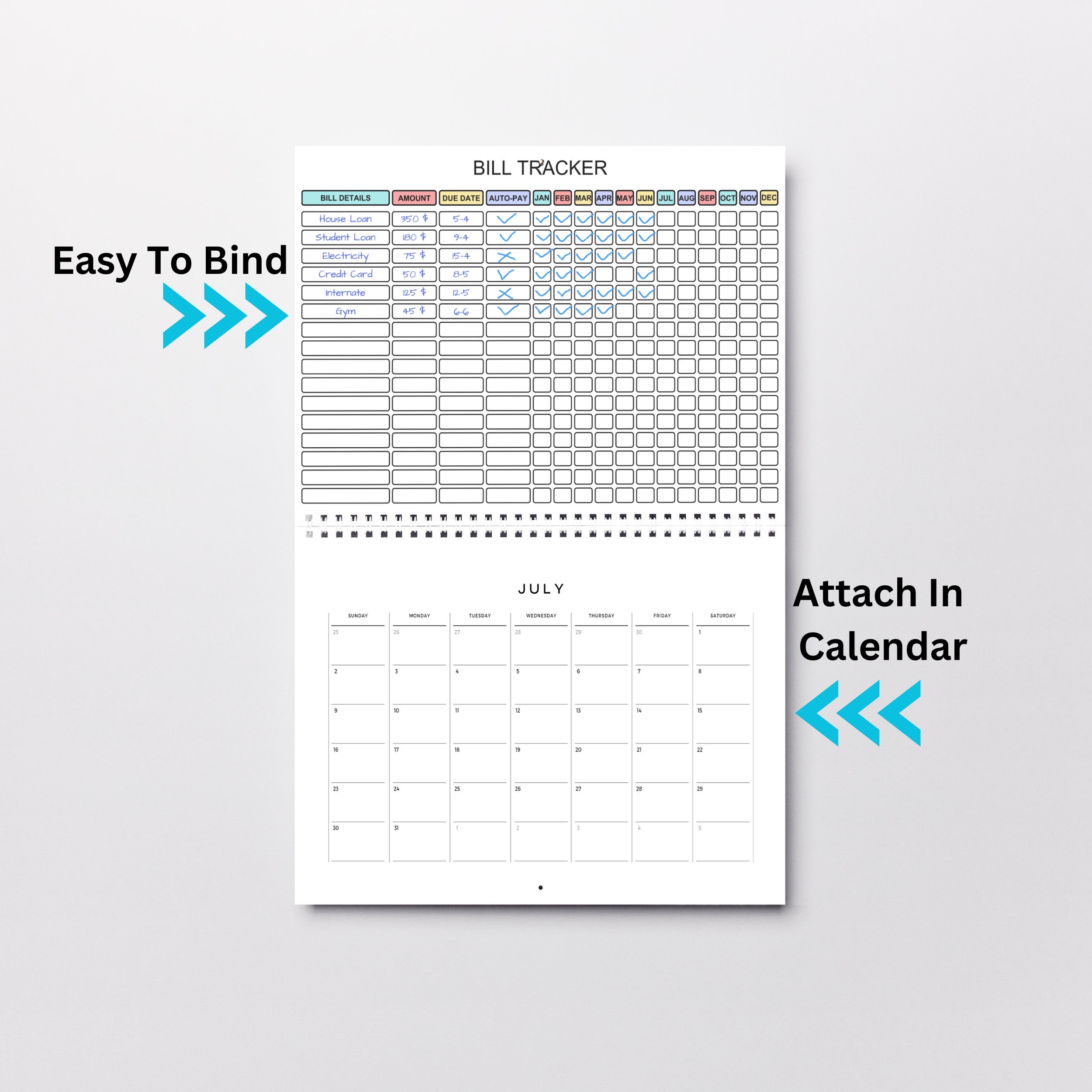 Printable Yearly Bill Tracker bill Plannermanage Etsy Printable Yearly Bill Tracker bill Plannermanage Etsy