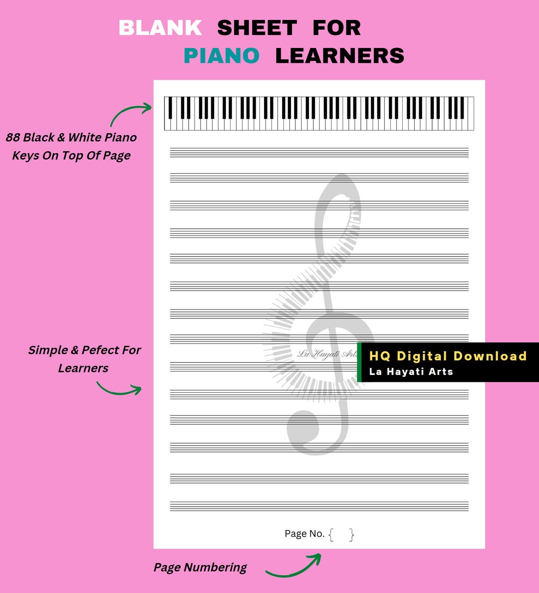 Printable Piano Blank Sheet for Us Letter/a4. Blank Sheet - Etsy