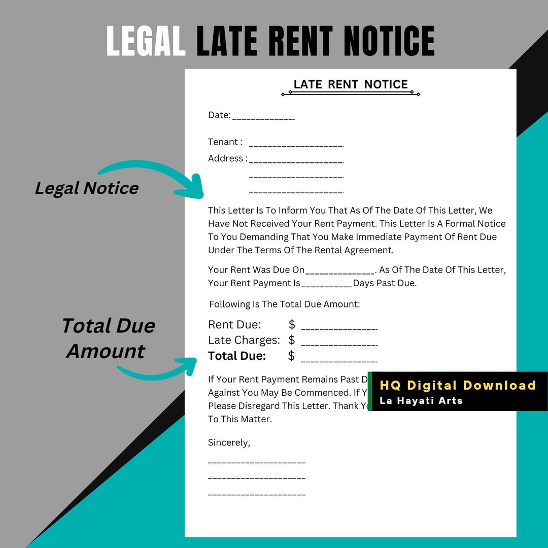 Late Rent Notice for Tenant,landlord Forms,late Rent Payment,late Rent Notice Pdf,late Rent