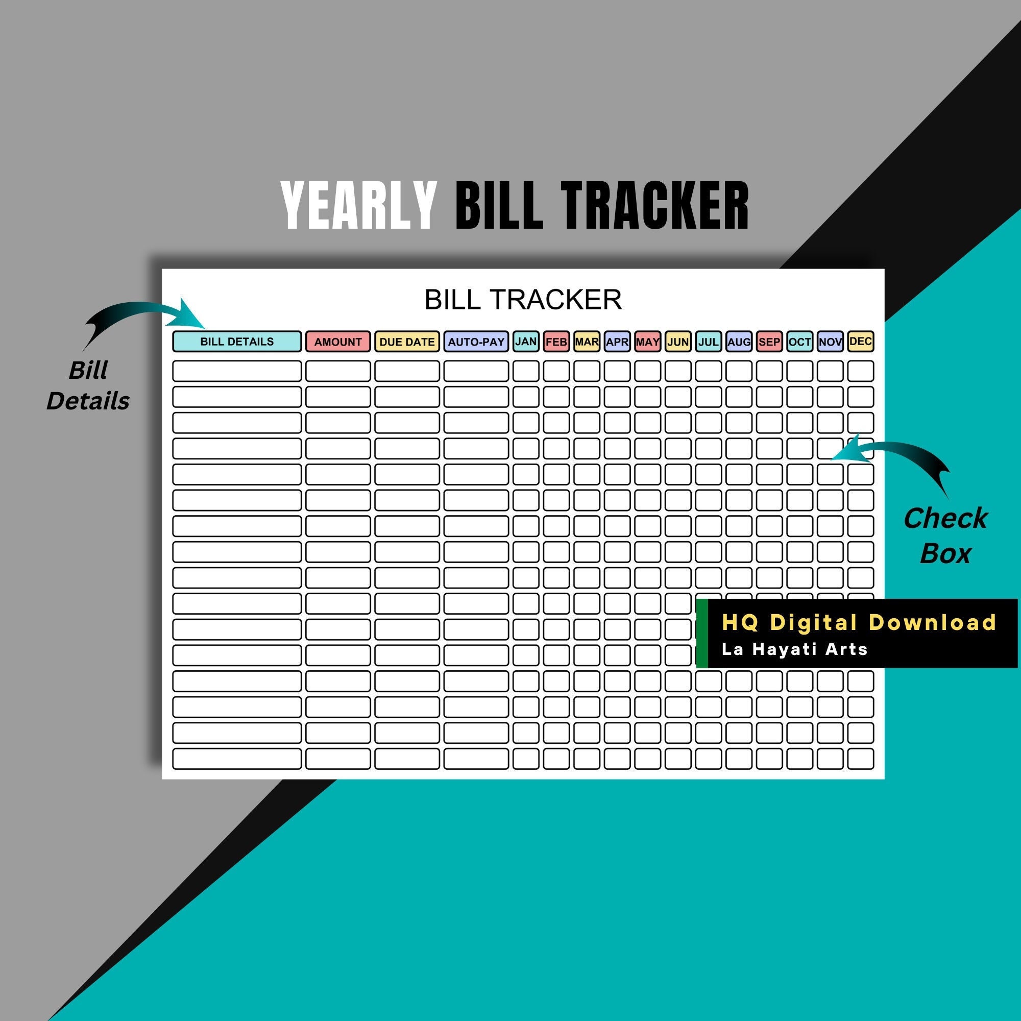 Printable Yearly Bill Tracker bill Plannermanage Etsy Printable Yearly Bill Tracker bill Plannermanage Etsy
