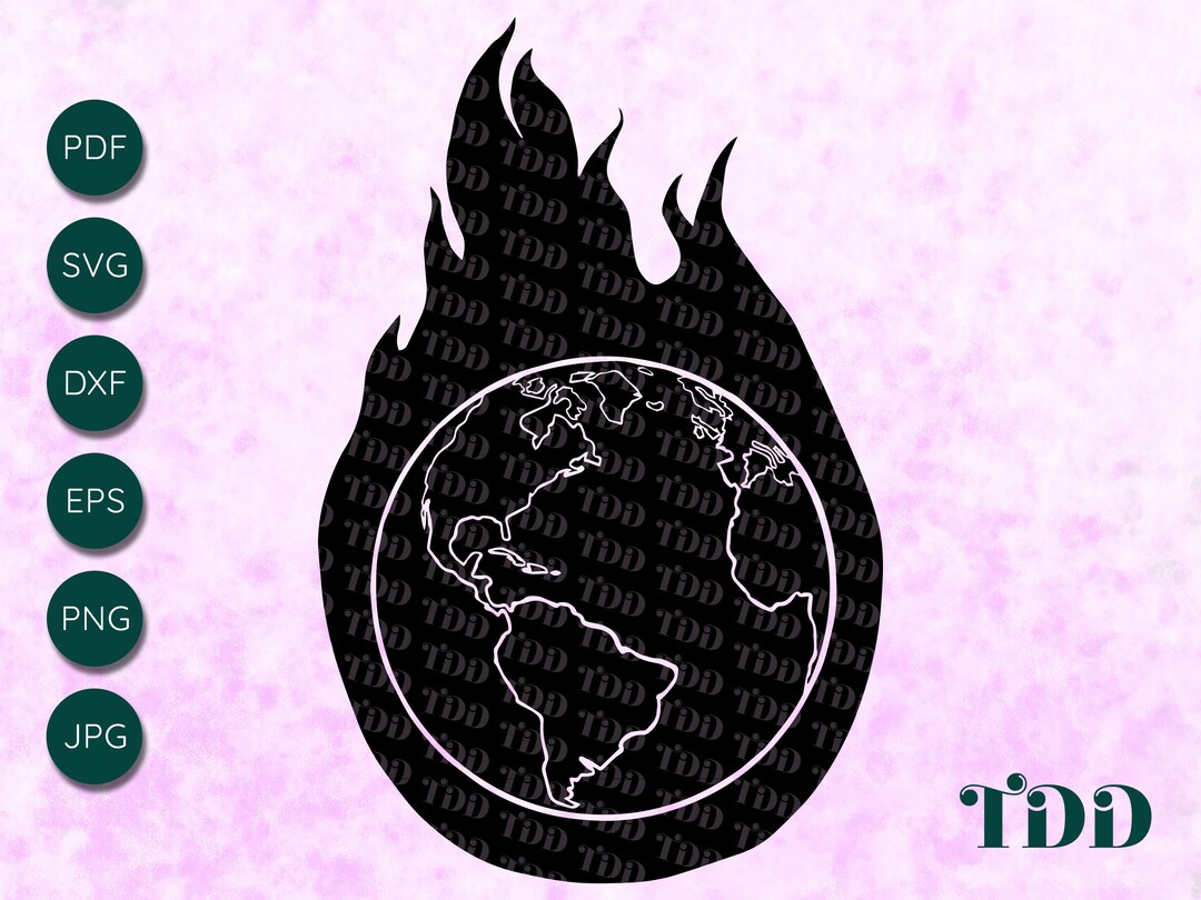 Earth on Fire Svg Climate Change Svg Earth Burning Clipart - Etsy Canada