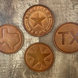 Texas Pride Leather Coaster Set (Set of 4)