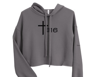 Trinity 316 ICON Womans Crop Hoodie-Storm Grey | "For God, United as One"