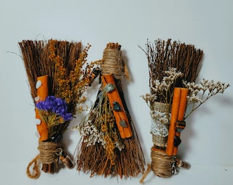 Besom Cleansing Protection Cinnamon Broom for Alter Yule and Rituals Spell Jar Crystals Cinnamon Sticks Over Door Broom Small Witch's Broom