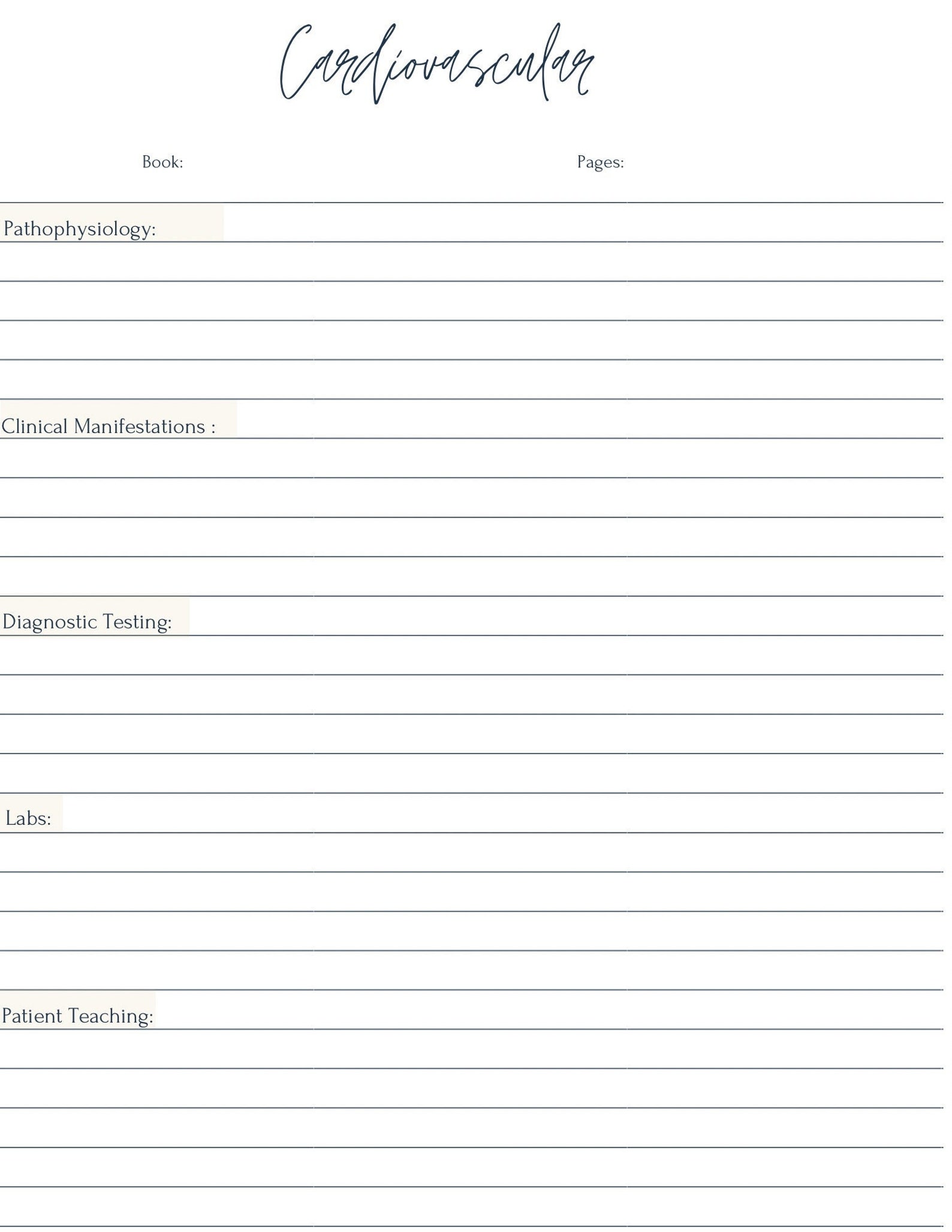 Progress Note Cardiology Nursing School Cardiology Notes Template - Etsy