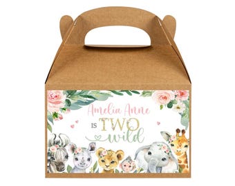 Editable Two Wild Party Favor Label, Two Wild Favor Tag, Safari Birthday Favor Label, Jungle Animals Box Label, 2nd Birthday