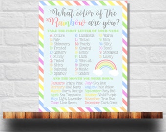 Rainbow Name Game Printable, Party Activity (Instant Download)