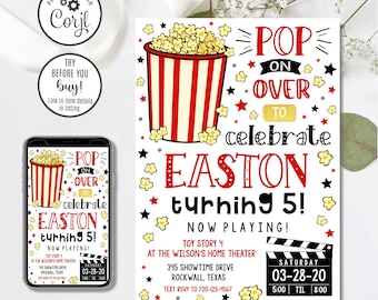 Movie Birthday Invitation Template, Editable Movie Party (Instant Download)