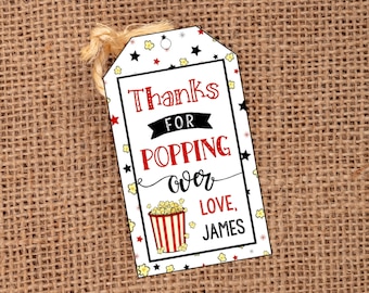 Editable Movie Tag, Movie Favor Tags, Movie Birthday Party, Template