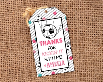 Soccer Party Favor Tag, Editable Template