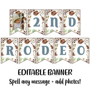 Editable Cowboy Birthday Banner, My Second Rodeo Birthday Banner, Cowboy Decor, Its Not My First Rodeo Poster, 2nd Birthday Banner