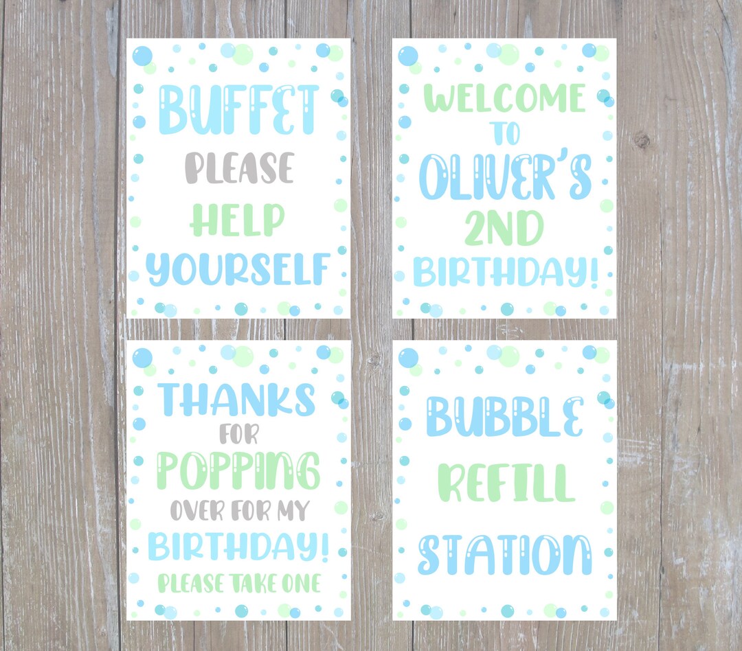 Editable Bubble Signs, Bubble Birthday Signs, Bubble Posters, 8x10 - Etsy