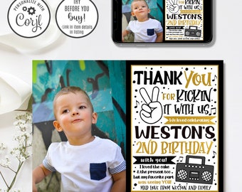 Editable Two Legit To Quit Thank You Card, Two Legit Birthday Thank You, Boy 2nd Birthday, 4x6 & 5x7