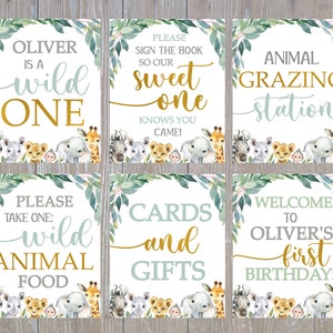 Carteles editables de fiesta de Safari, carteles de cumpleaños de Wild One, cartel de cumpleaños de animales de la selva, cartel del 1er cumpleaños, 8x10
