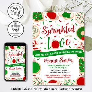 Editable Christmas Baby Sprinkle, Christmas Baby Shower, Baby Shower Invitation, Christmas Cookie Baby Shower, 4x6 & 5x7