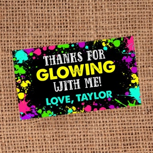 Glow Neon Party Decorations Birthday Decor Glow in the Dark Chip Bag Label  Favors Chocolate Wrapper Juice Water Bottle Sticker B47 