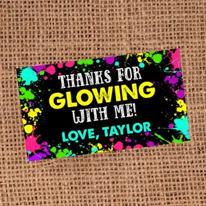 Editable Glow Tag, Glow Favor Tags, Glow Birthday Party, Template