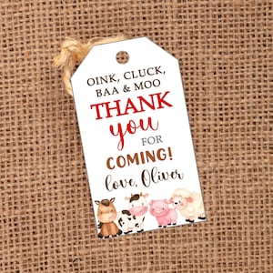 Editable Boy Farm Tag, Farm Favor Tags, Farm Birthday Party, Template