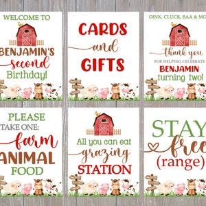 Editable Farm Party Signs, Farmer Birthday Signs, Farm Birthday Poster, 2nd Birthday Poster, Oink Cluck Baa Moo, 8x10
