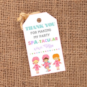 Editable Spa Tag, Spa Party Favor Tags, Spa Birthday Party, Template