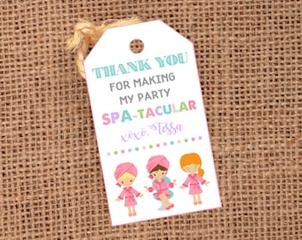 Editable Spa Tag, Spa Party Favor Tags, Spa Birthday Party, Template