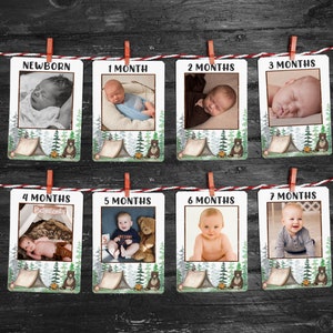 Editable One Happy Camper Monthly Photo Milestone, One Happy Camper Decor, Newborn - One Year, Template