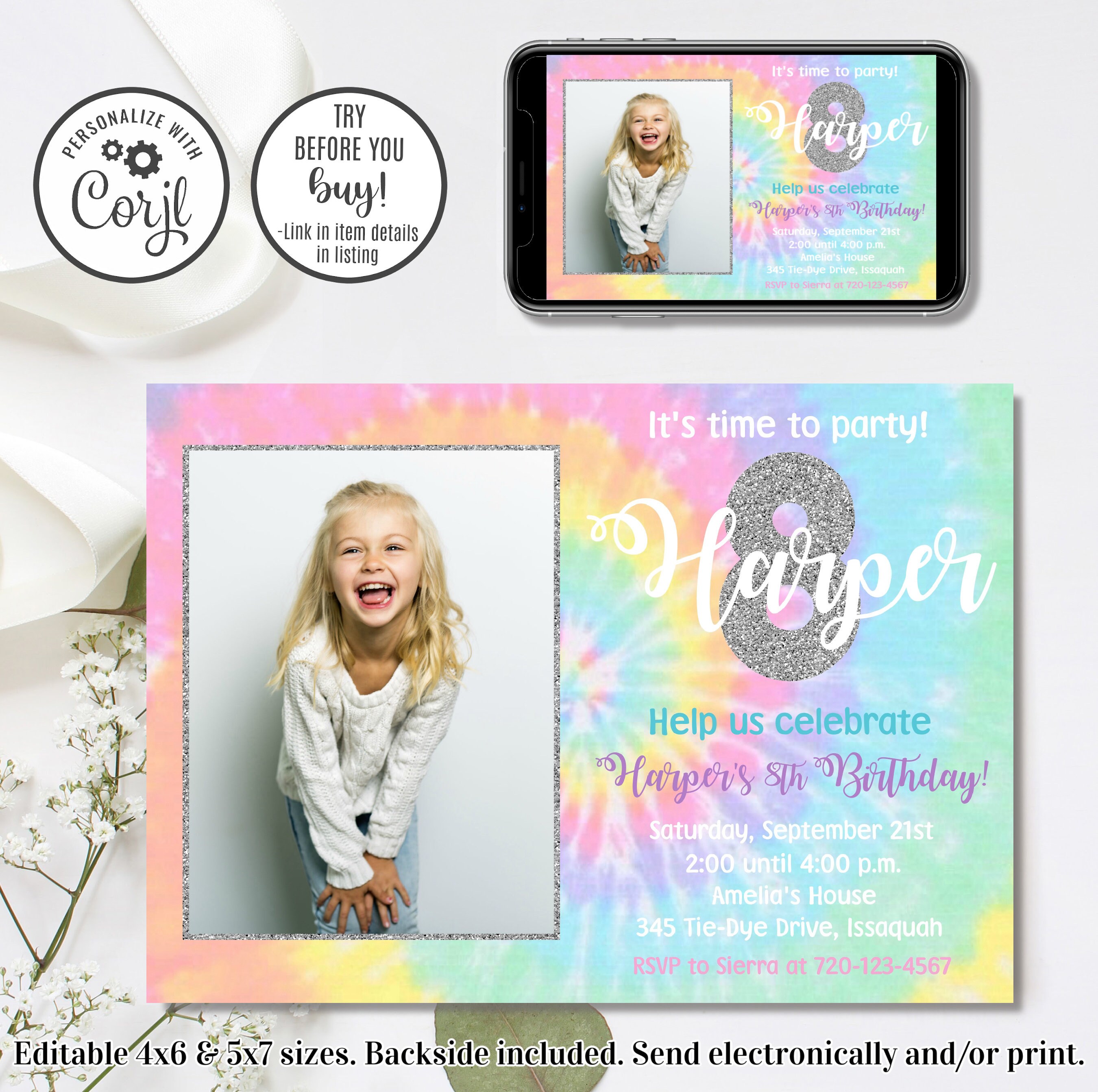 Tie Dye Invites - Etsy