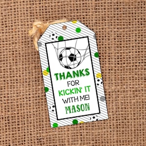Editable Soccer Tag, Soccer Party Favor Tags, Soccer Birthday Party, Template
