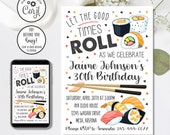 Editable Sushi Invitation, Sushi Birthday Invitation, Adult Invitation, 4x6 & 5x7