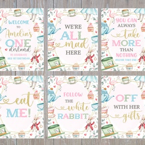 Editable Onederland Party Signs, Alice in Wonderland Birthday Signs, 1st Birthday Poster, Onederland Welcome Sign