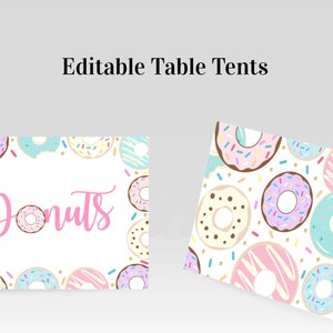 Editable Donut Table Tents, Donut Food Tent, Donut Sign