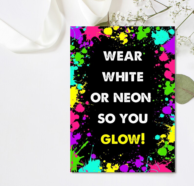 Editable Glow Invitation Glow Birthday Invitation Neon Invitation Lets Glow Crazy 4x6 5x7