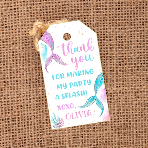 Editable Mermaid Tag Mermaid Party Favor Tags Mermaid - Etsy