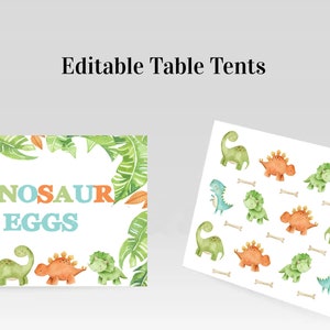 Editable Dinosaur Table Tents, Dinosaur Food Tent, Dinosaur Sign, Dinosaur Buffet Signs