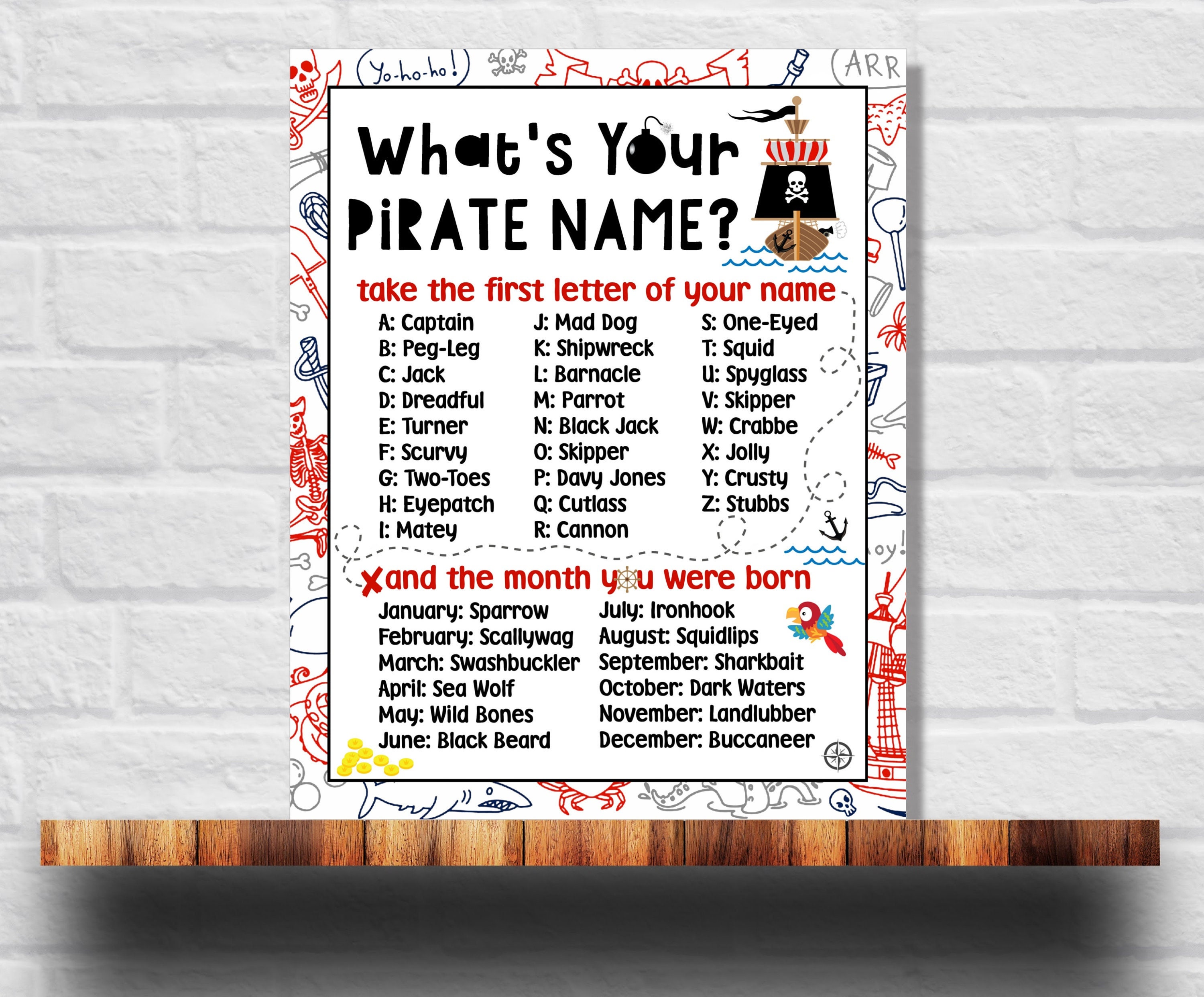 Pirate Party Games Pirate Theme Games What's My Pirate -  Israel