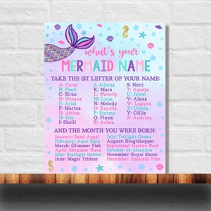 What&#39;s Your Mermaid Name Printable, Mermaid Name Game, Mermaid Birthday Party, Mermaid Party Game, Instant Download