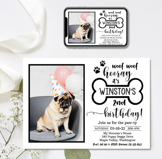Editable Dog Invitation Dog Birthday Invitation Template Etsy