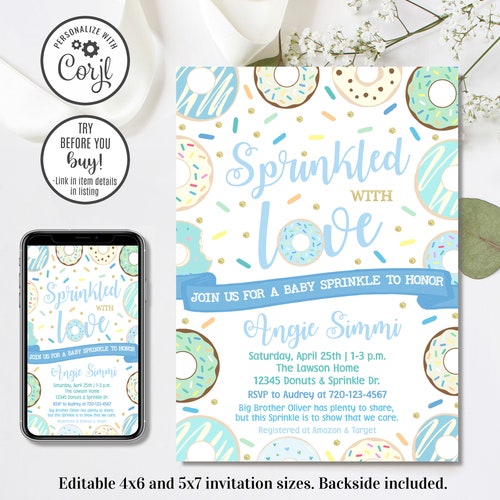 Editable Donut Baby Sprinkle Invitation Donut Baby Shower Etsy