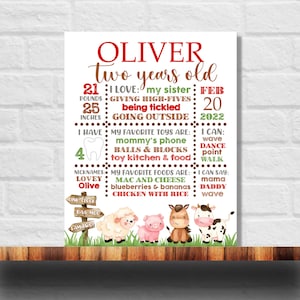 Editable Farm Milestone, Farmer Milestone, Oink Cluck Baa Moo Milestone, Farm Chalkboard Sign, Farm Birthday Board, ANY AGE, 8x10 & 16x20