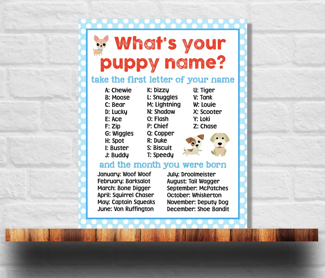 What's Your Puppy Name Printable Boy Puppy Name Game Etsy