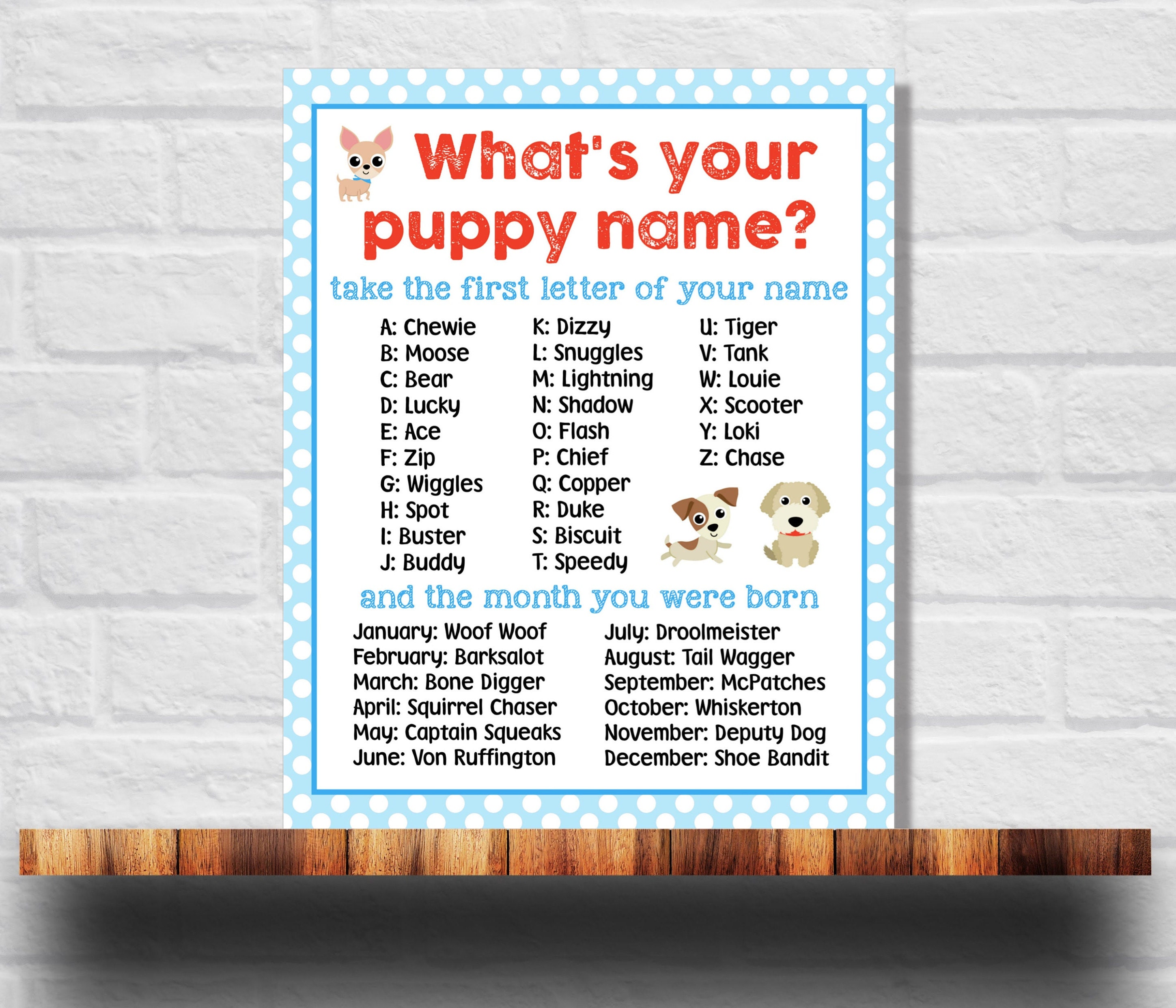 Puppy Name Printable - Etsy