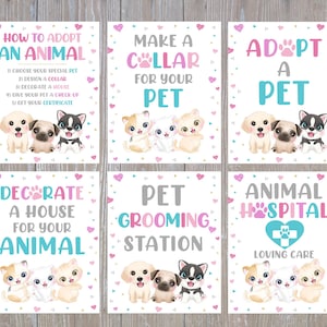 Editable Puppy and Kitten Party Signs, Puppy Birthday Signs, Kitten Pawty Birthday Poster, Adopt A Pet, Puppy Kitten Poster, Six 8x10 Signs