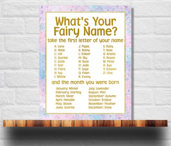 What's Your Fairy Name Printable Fairy Name Instant - Etsy