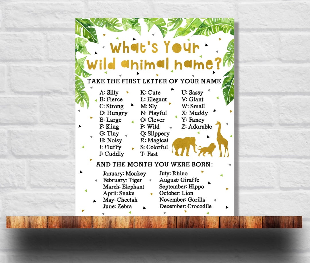 What's Your Animal Name Printable, Animal Name Game Instant Download - Etsy