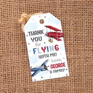 Editable Airplane Tag, Airplane Party Favor Tags, Airplane Birthday Party, Template
