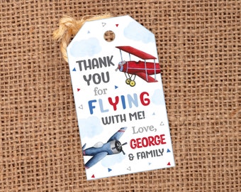 Editable Airplane Tag, Airplane Party Favor Tags, Airplane Birthday Party, Template