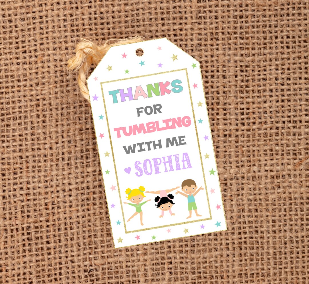 Editable Gymnastics Tag, Gymnastics Favor Tags, Gymnastics Birthday