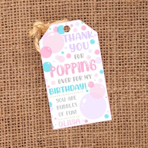Editable Bubble Tag, Bubble Party Favor Tags, Bubble Birthday Party, Template