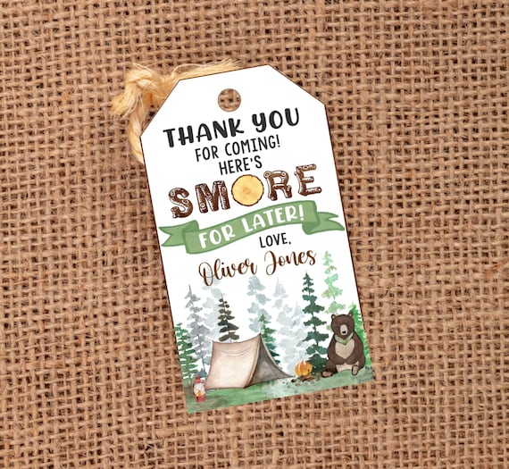 One Happy Camper Favor Tag Template, Editable S'more Thank You