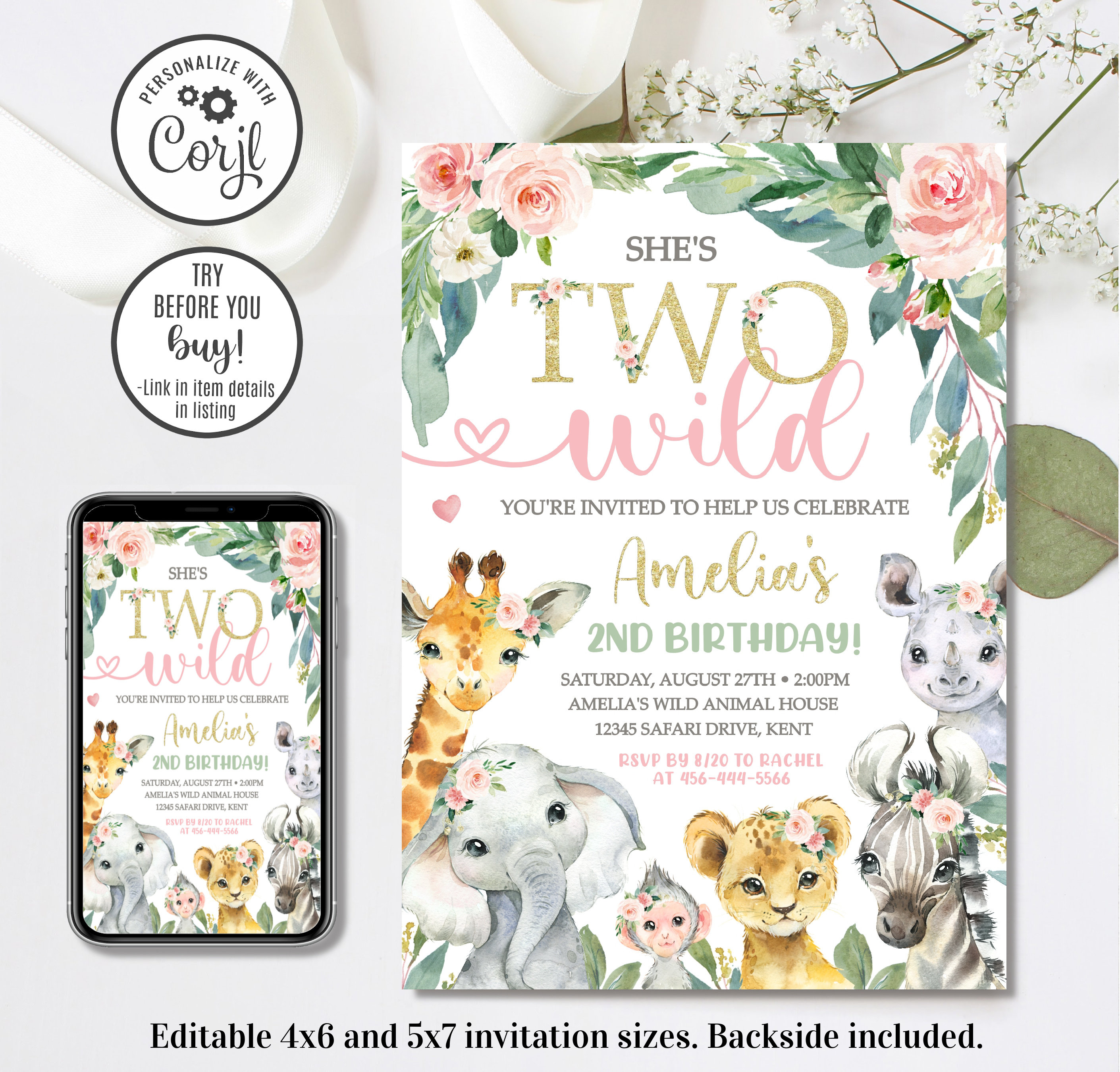 Animal Invitation - Etsy Animal Invitation - Etsy